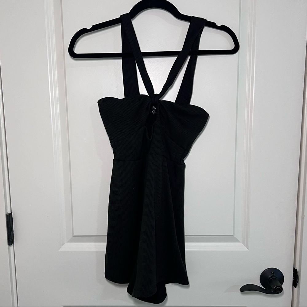 Lulu’s ~ Black Ribbed Romper XS - Picture 2 of 4